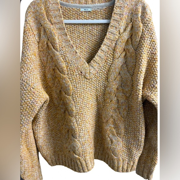 KIMCHI BLUE OVERSIZED KNIT SWEETER YELLOW GINGER M/L WOMEN PULLOVER - Picture 2 of 9